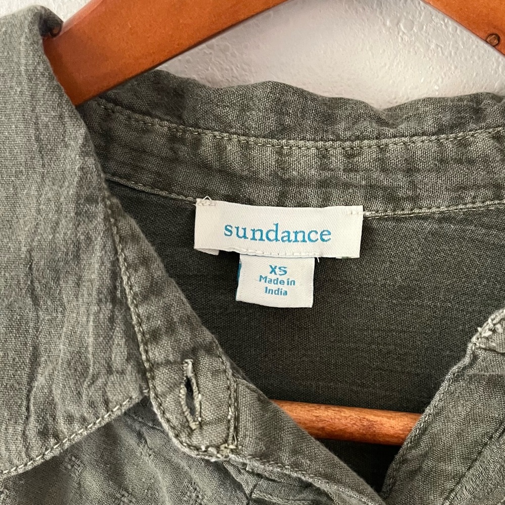 Sundance Green Patchwork Texture Half Button Coll… - image 8